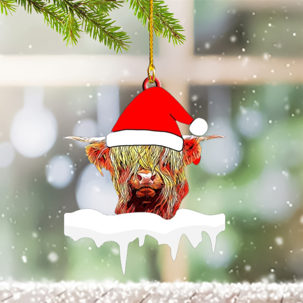Highland Cow Christmas Ornament 2024 Highland Cow Xmas Decoration Gift