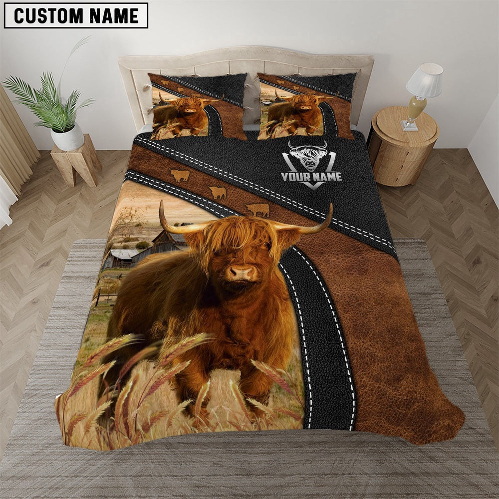 Highland Cow Customized Name Bedding Set Anniversary Gifts For Couples
