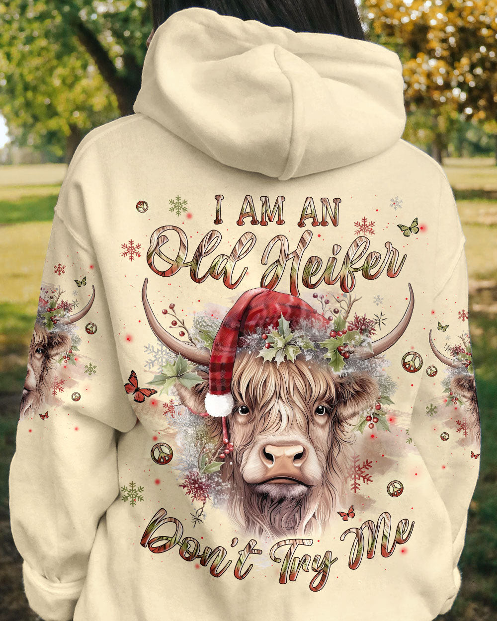 Highland Cow I Am An Old Heifer Christmas Hoodie Last Minute Christmas Highland Cow Gifts