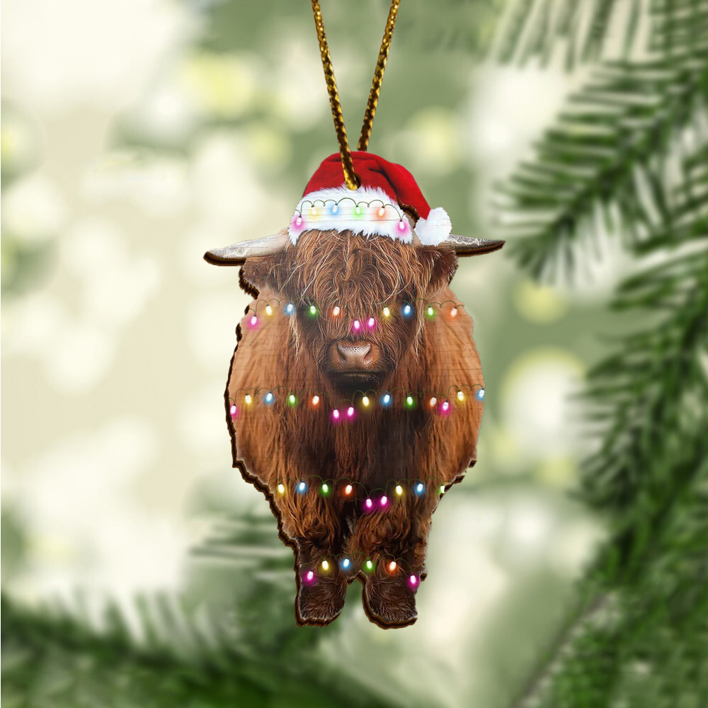 Highland Cow Ornament Santa Highland Cow Christmas Ornaments Xmas Tree Decor