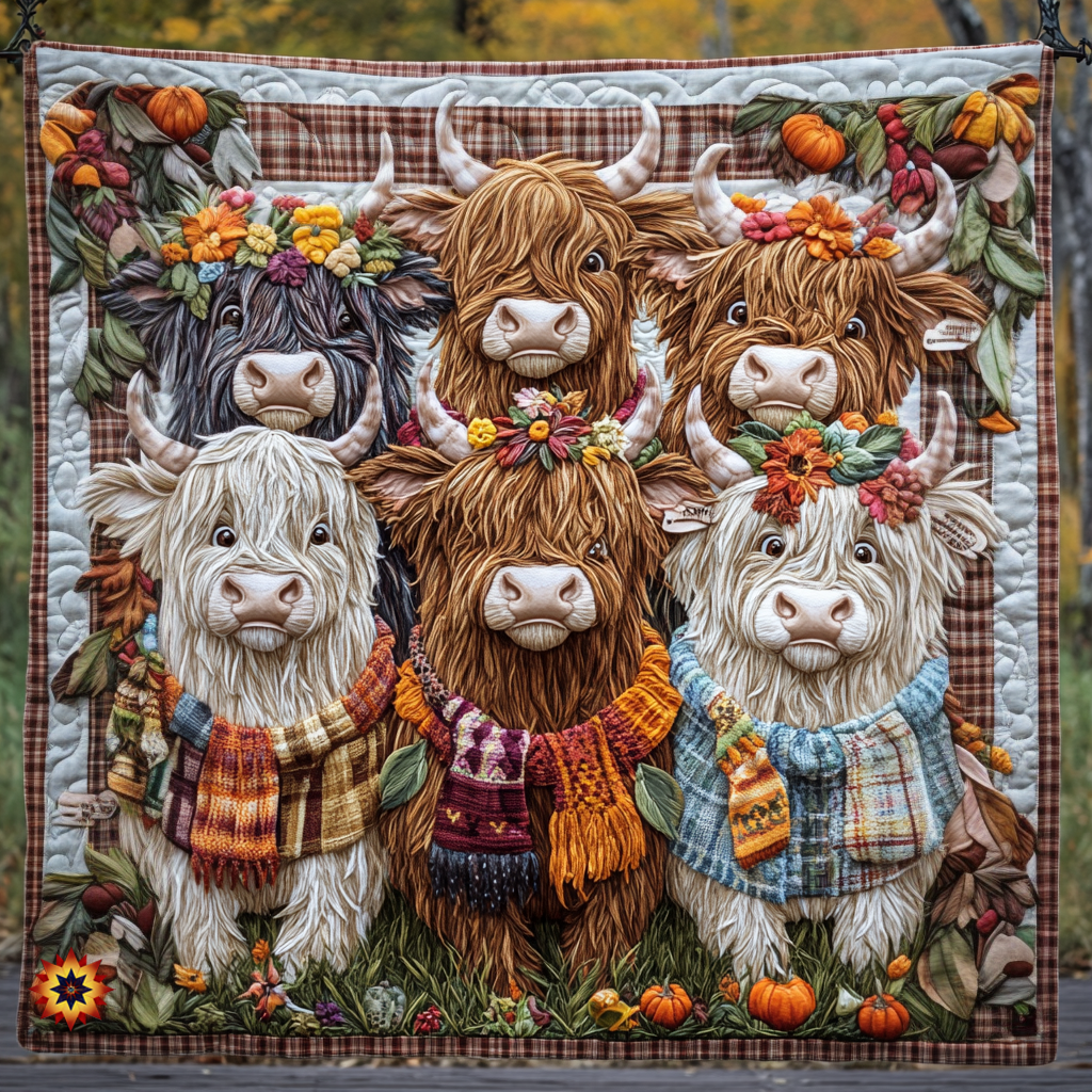 Highland Cow Quilt Blanket Christmas Throws Cow Christmas Gift