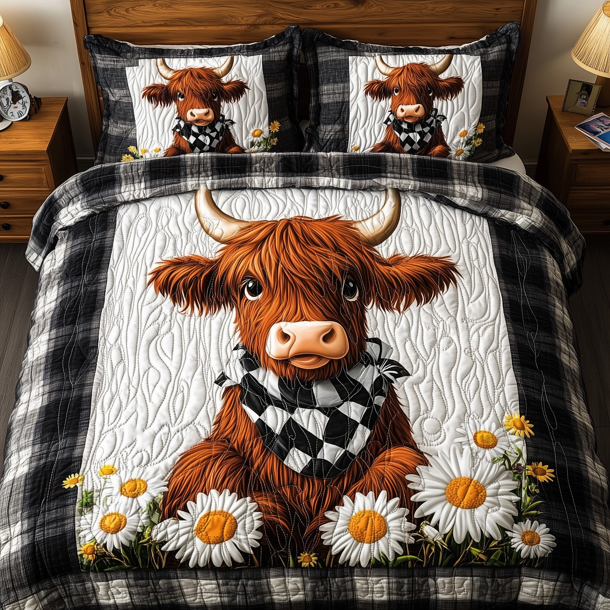 Highland Cow Quilted Bedding Set Duvet Cover Merchandise Best Highland Cattle Gifts Items