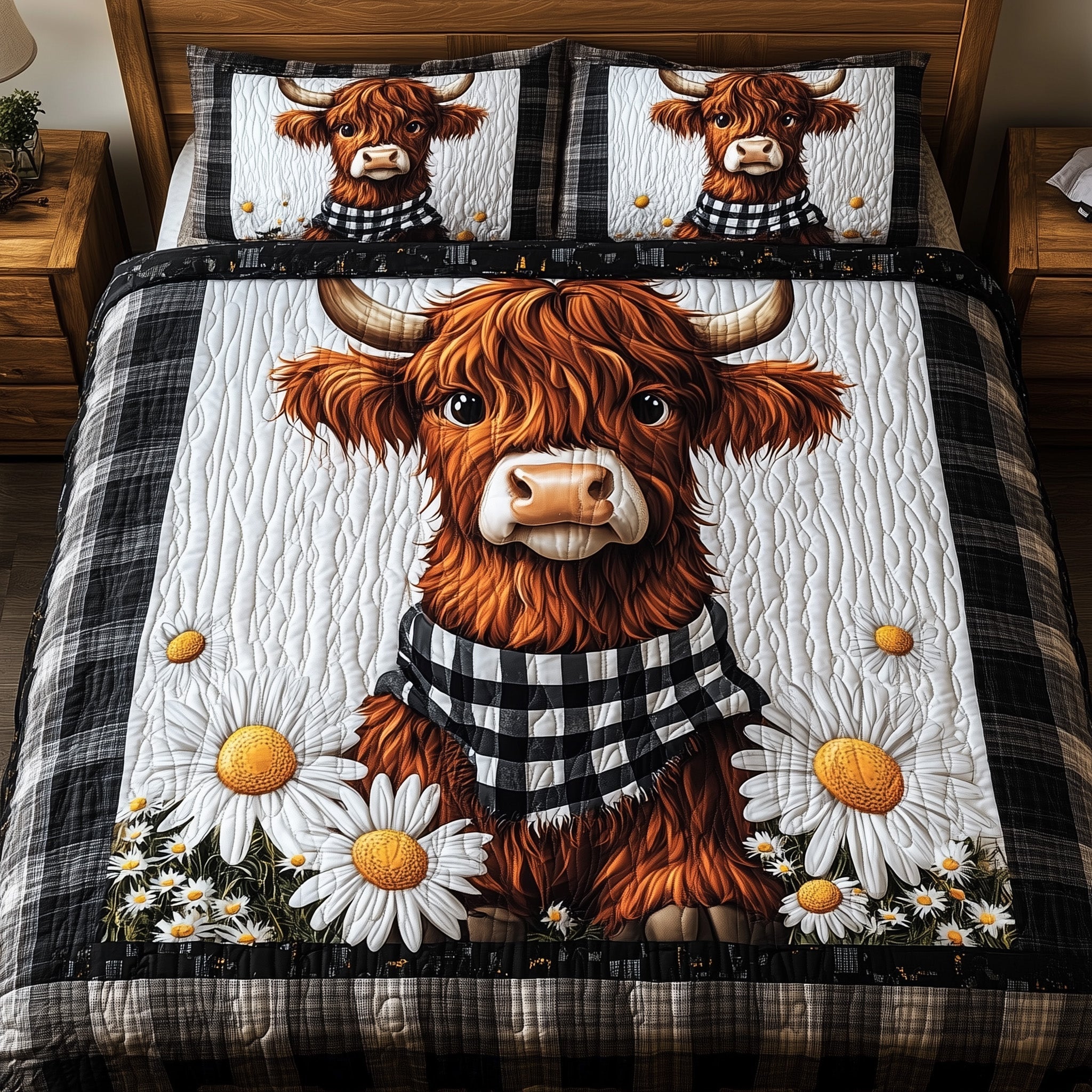 Highland Cow Quilted Bedding Set Duvet Cover Merchandise Farm Best Highland Cattle Gifts Items