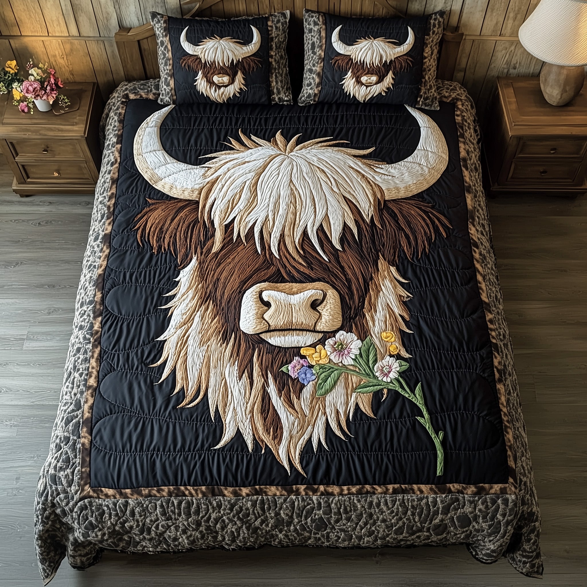 Highland Cow Quilted Bedding Set Duvet Cover Merchandise Farm Highland Cow Gifts For Her