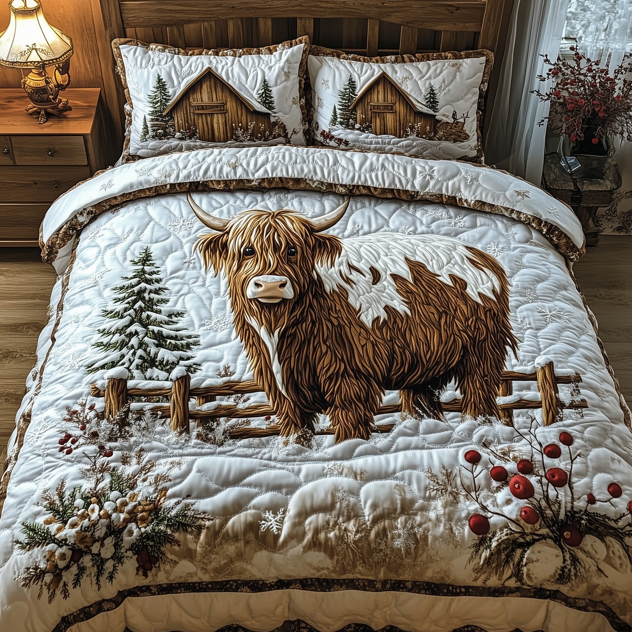 Highland Cow Quilted Bedding Set Duvet Cover Merchandise Farm Highland Cow Gifts For Men
