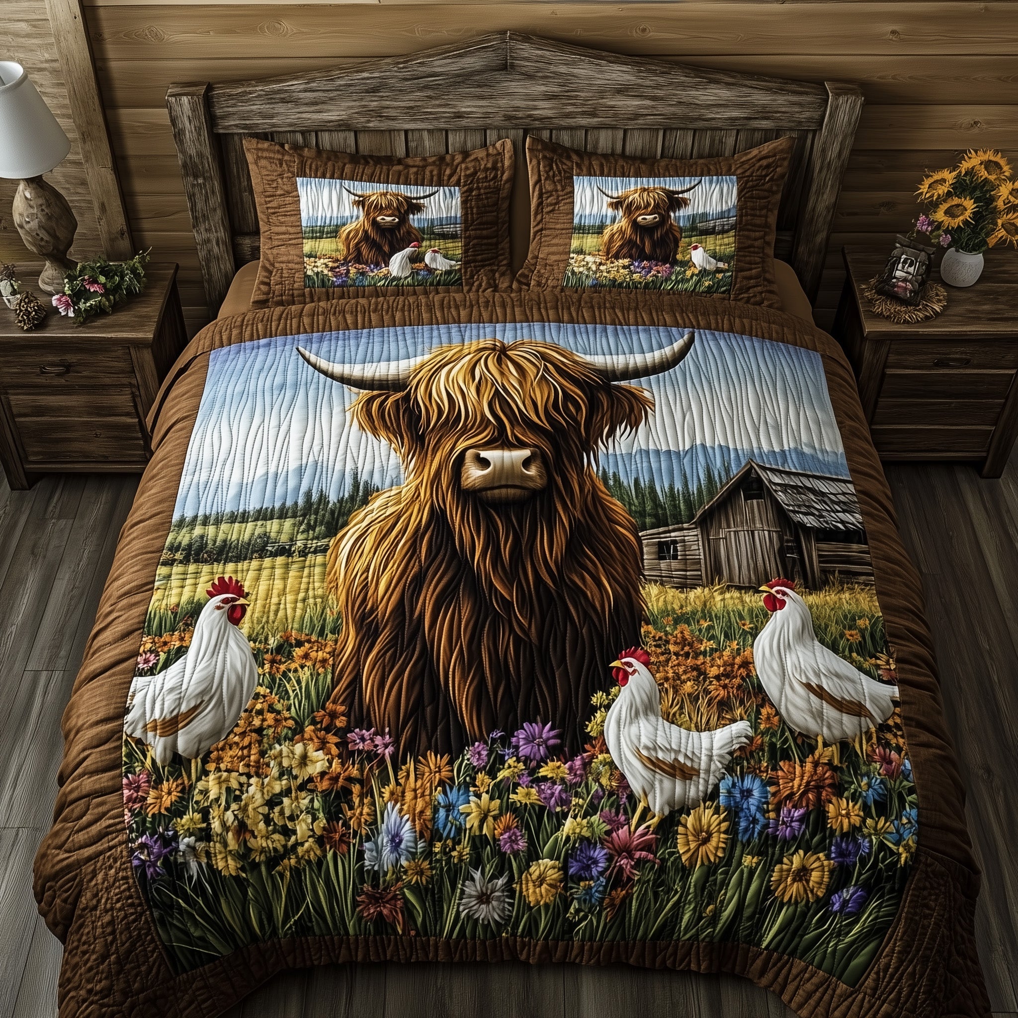 Highland Cow Quilted Bedding Set Duvet Cover Merchandise Farm Highland Cow Gifts For Women