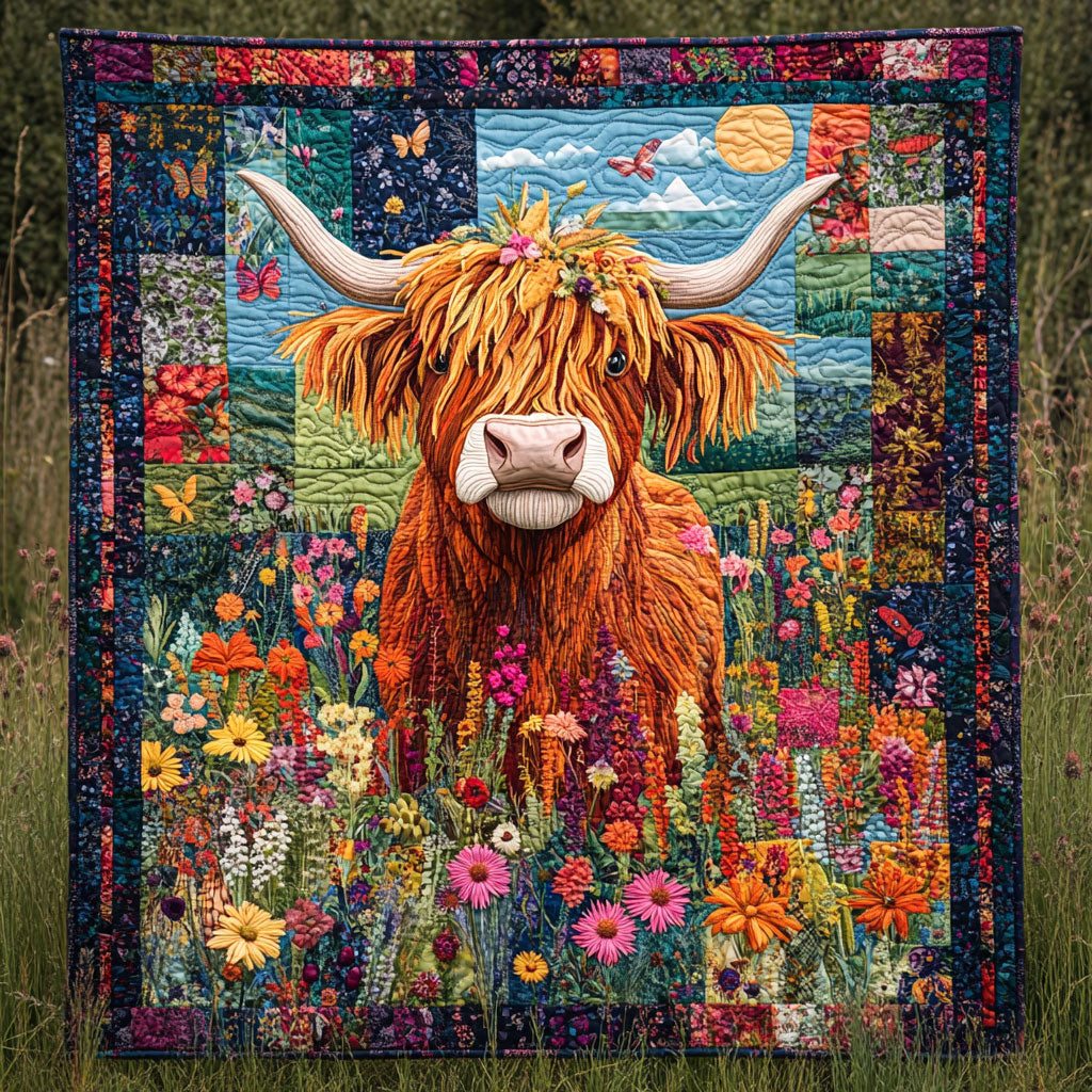 Highland Cow Quilted Blanket Christmas Blanket Gifts For Highland Cow Lovers