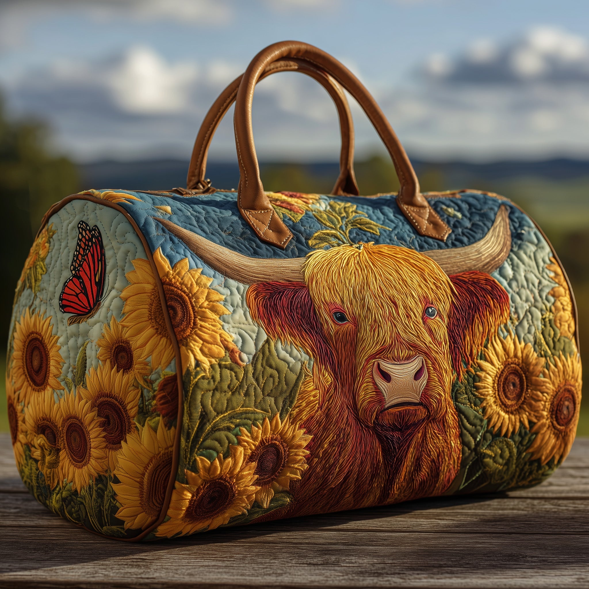 Highland Cow Quilted Duffle Bag Halloween Gift Idea
