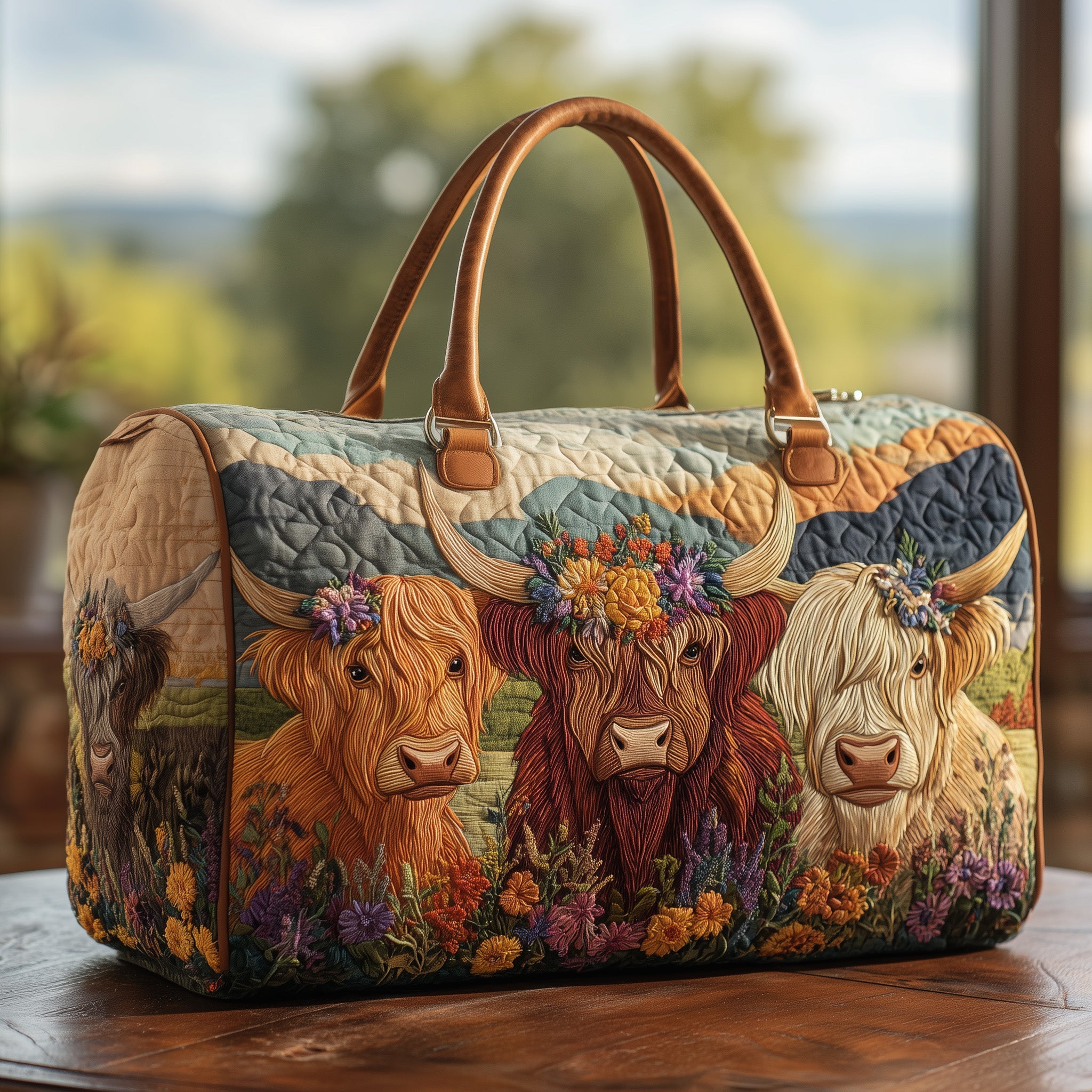 Highland Cow Quilted Duffle Bag Mother's Day Gift Idea