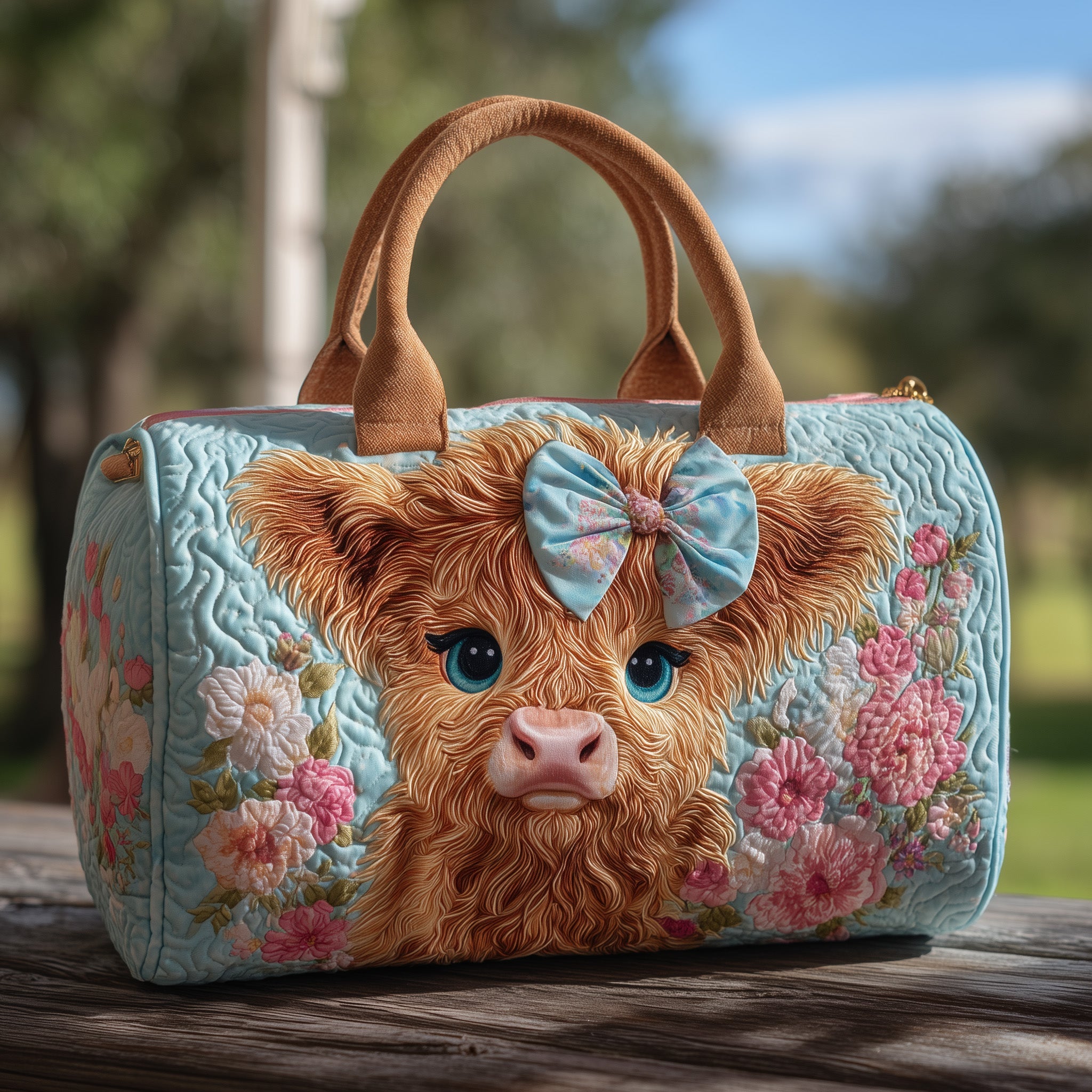 Highland Cow Quilted Duffle Bag Stylish And Practical