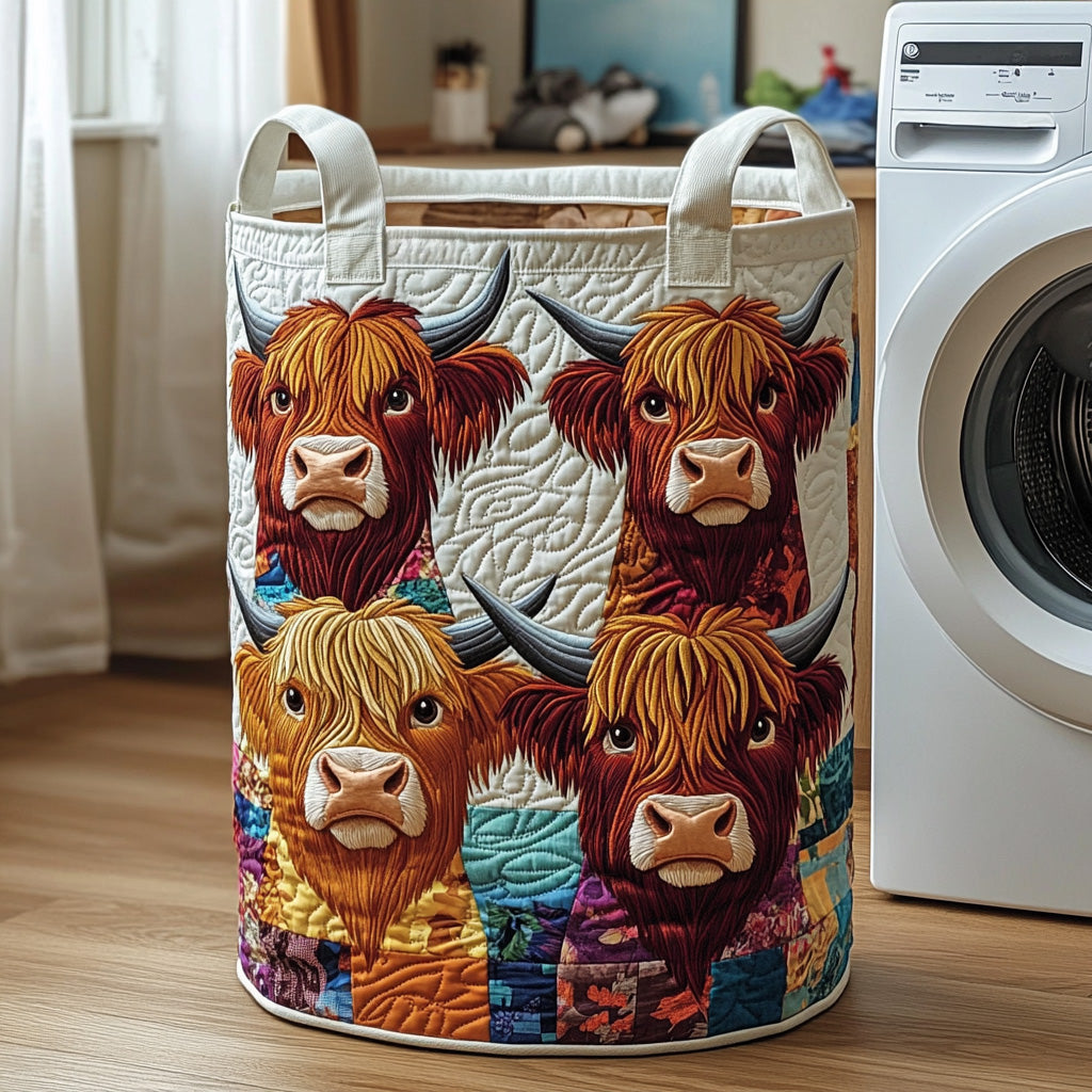 Highland Cow Quilted Laundry Basket Cow Gifts For Christmas