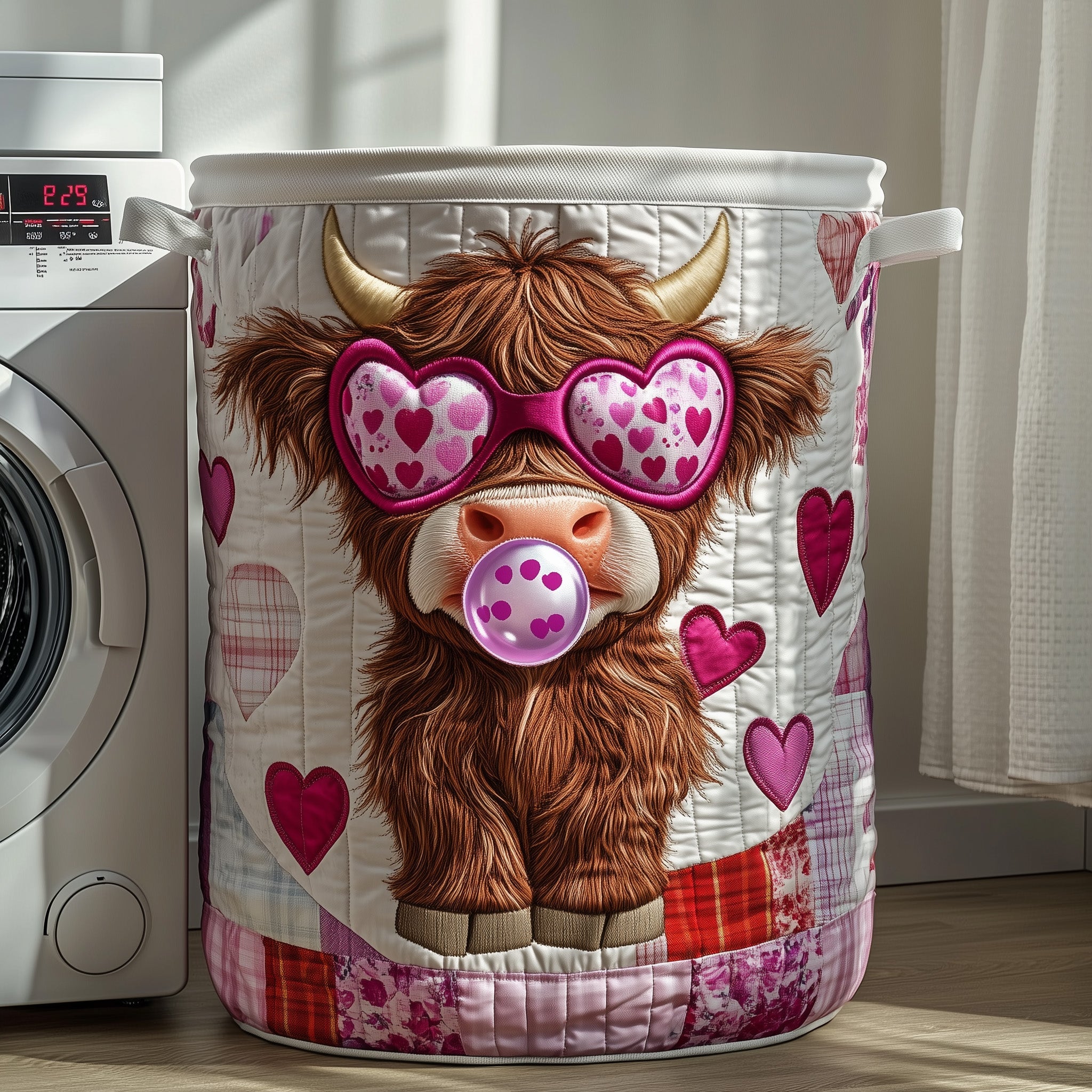 Highland Cow Quilted Laundry Basket Cow Gifts For Cow Lovers