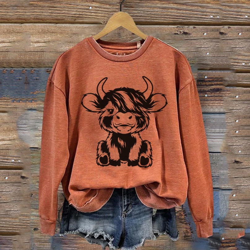 Highland Cow Sweatshirt Women's Cute Themed Highland Cow Clothing Gifts For Cow Lovers