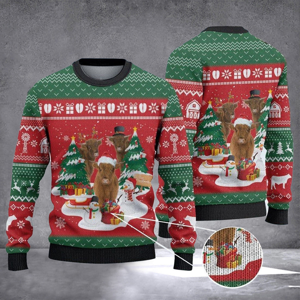 Highland Cow Ugly Christmas Sweater Merry Xmas Cow Clothing Gifts For Animal Lovers Highland Cow Ugly Christmas Sweater Merry Xmas Cow Clothing Gifts For Animal Lovers