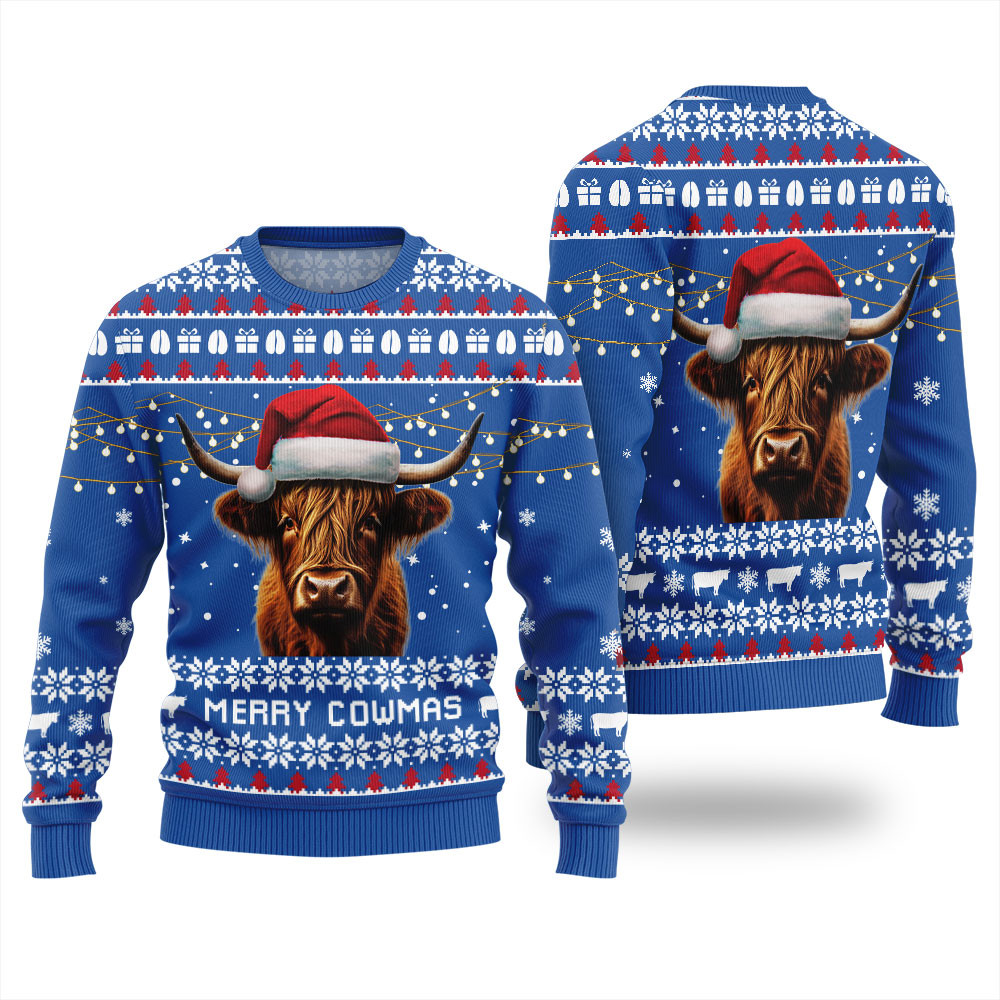 Highland Cow Ugly Christmas Sweater Royal Cute Christmas Sweatshirt for Holiday Spirit