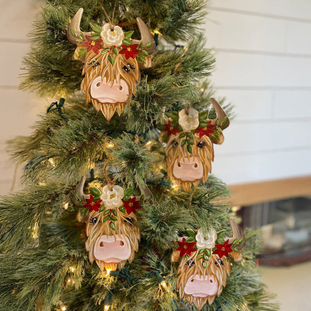 Highland Cow Wood Ornament Highland Cow Christmas Ornament Farmhouse Decoration