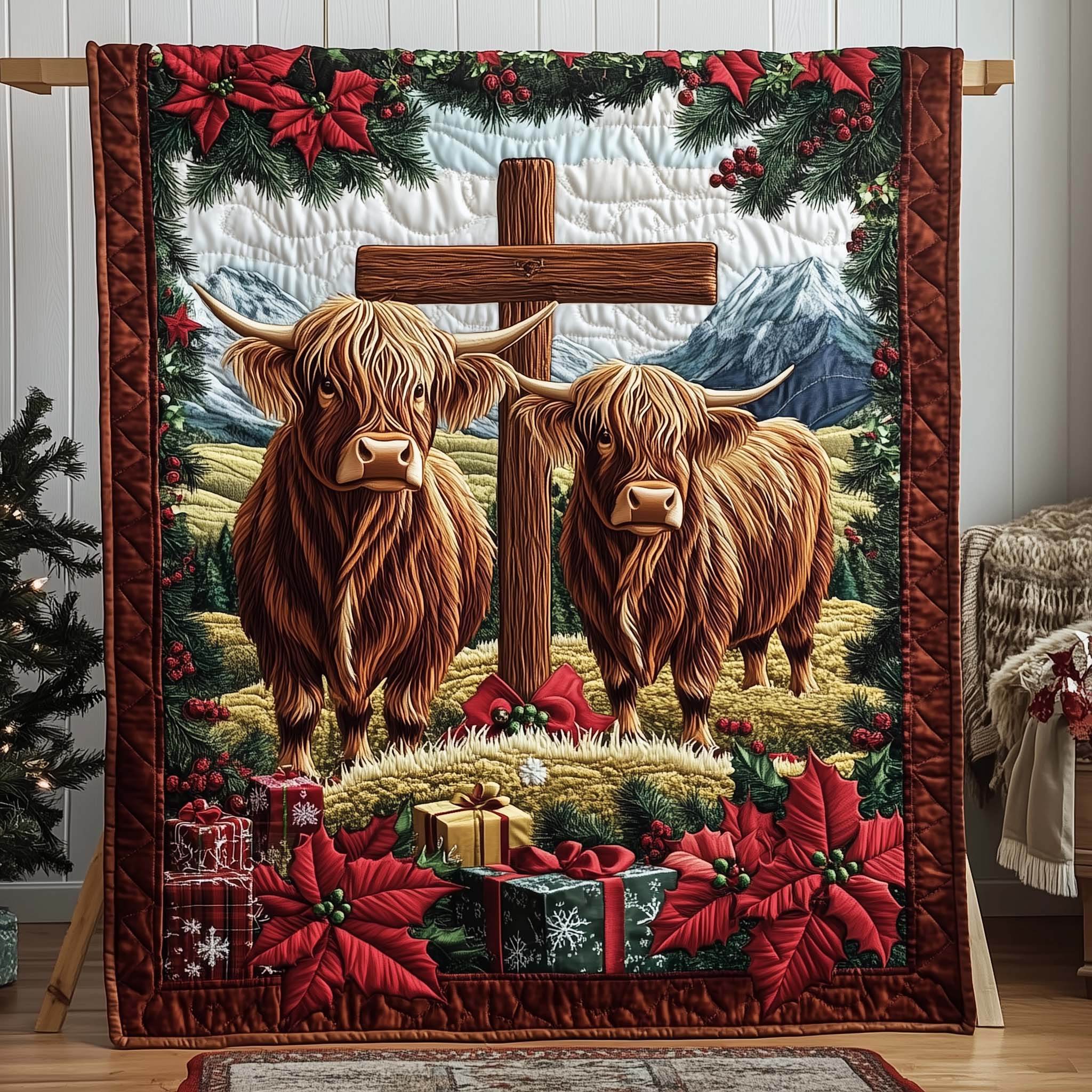 Highland Farmstead Quilted Blanket Bedroom Holiday Decor Best Gift For Father