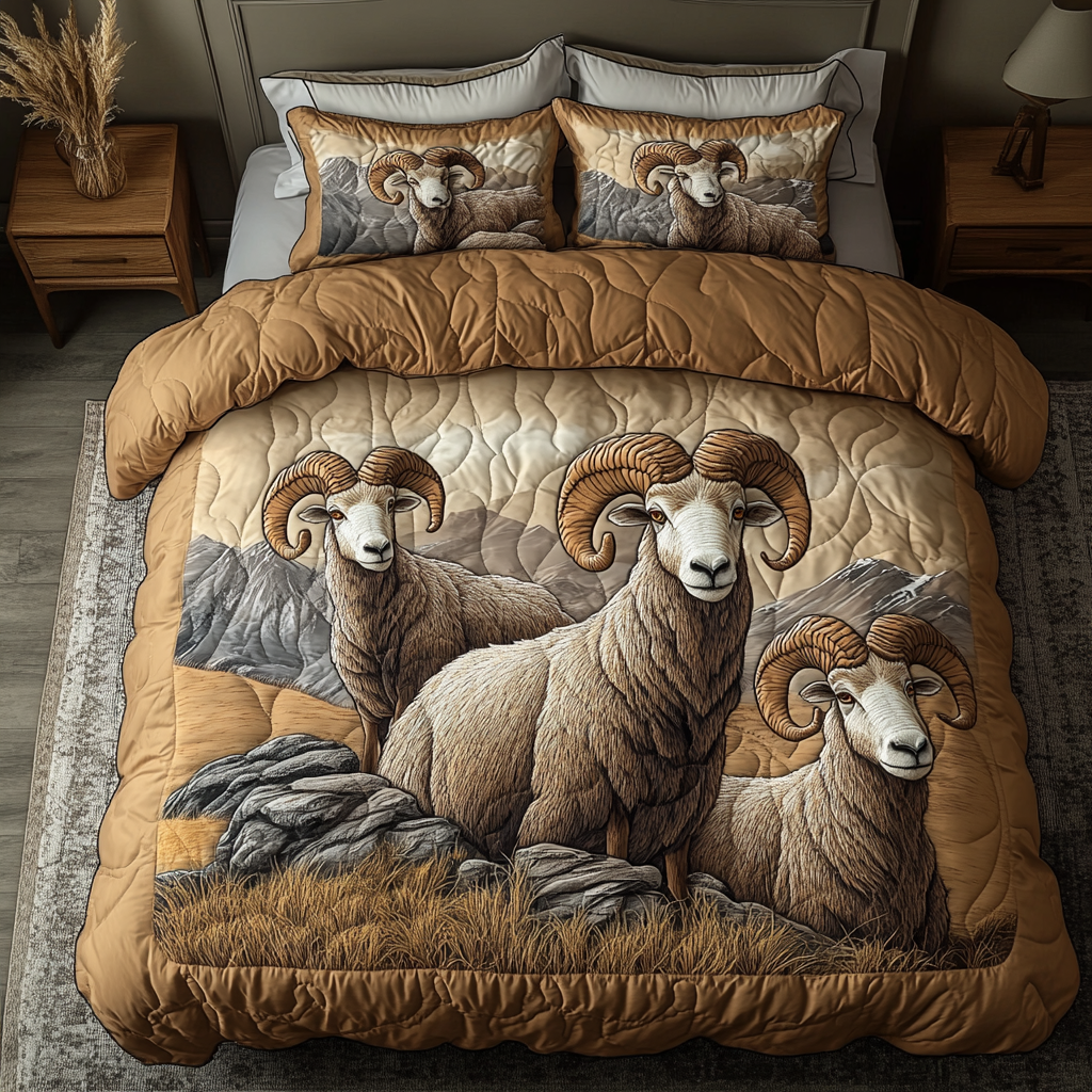 Highland Glory Quilted Bedding Set Bed Decorations Sheep Related Presents