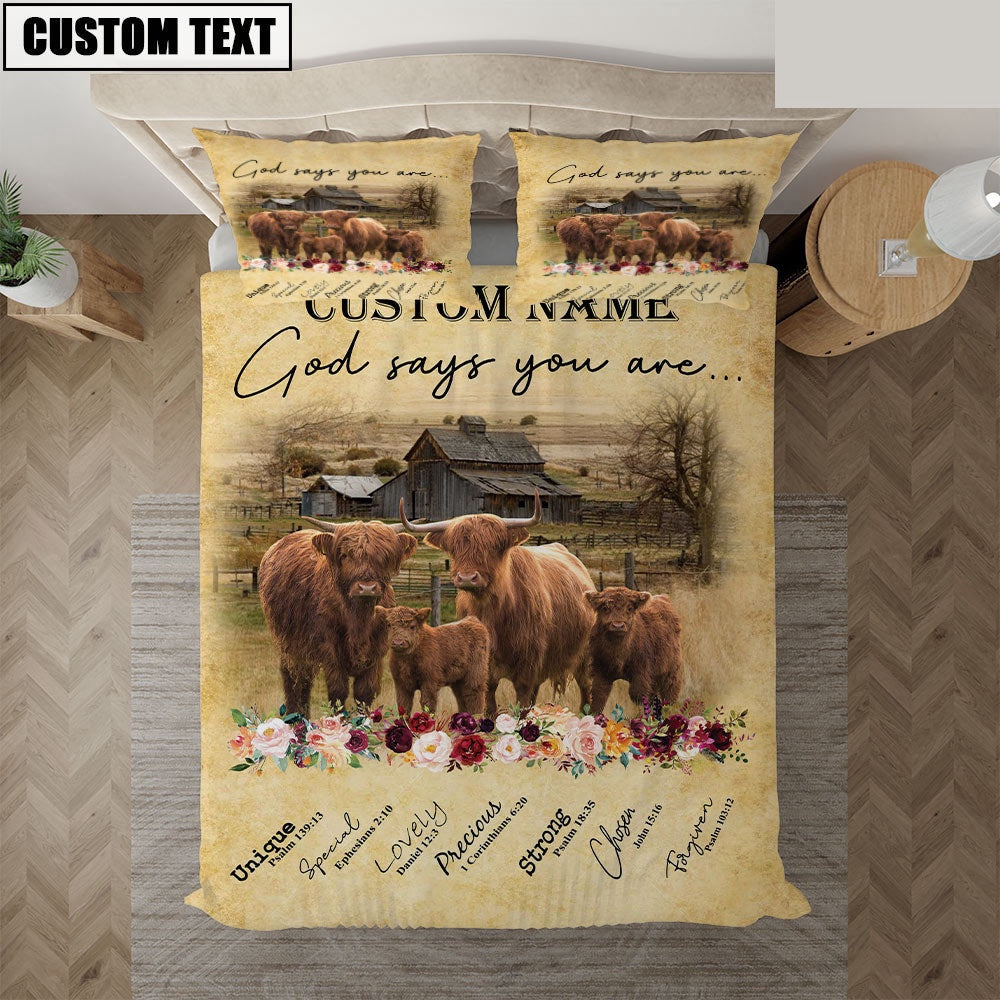 Highland God Says You Are Custom Name Bedding Set Anniversary Gifts For Couples