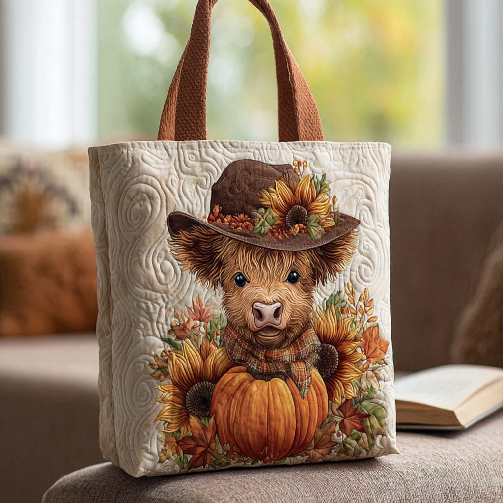 Highland Heart Quilted Tote Bag Cow Themed Christmas Gifts