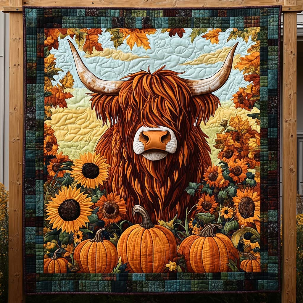 Highland Majesty Quilted Blanket Gift For Cow Lover