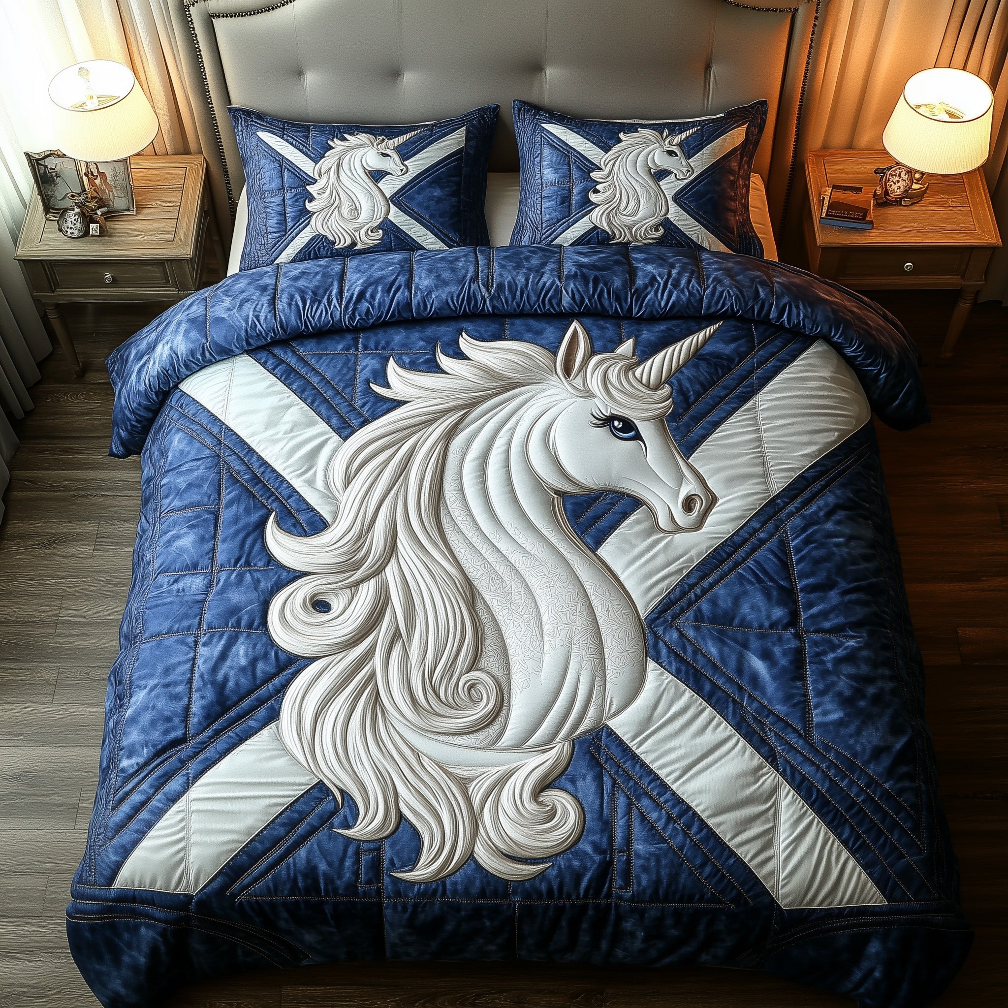 Highland Majesty Unicorn Quilted Bedding Set Duvet Cover Bedspread Meaningful Graduation Gifts For Him