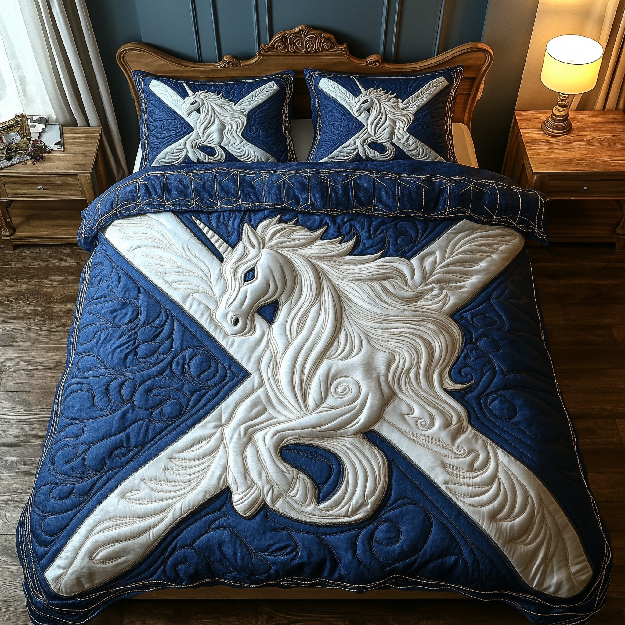 Highland Majesty Unicorn Quilted Bedding Set For Men For Couples Wedding Gift