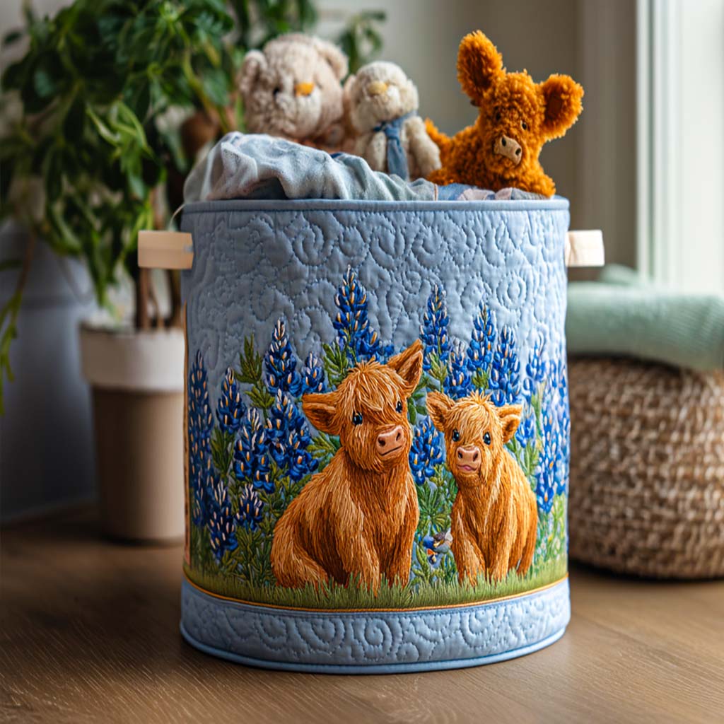 Highland Mist Quilted Laundry Basket Merch For Cozy Nights