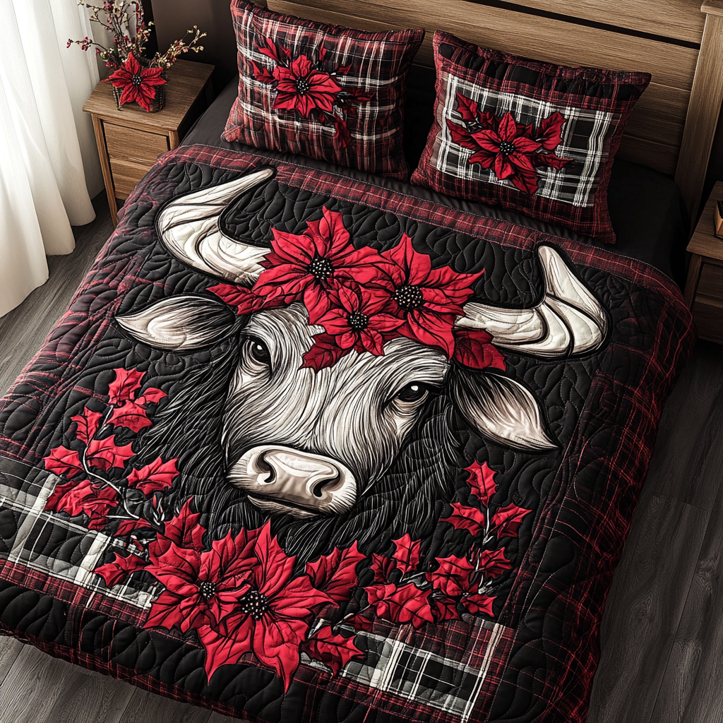 Highland Moo Magic Quilted Bedding Set Soft and Cozy Bedding Set for Comfortable Sleep