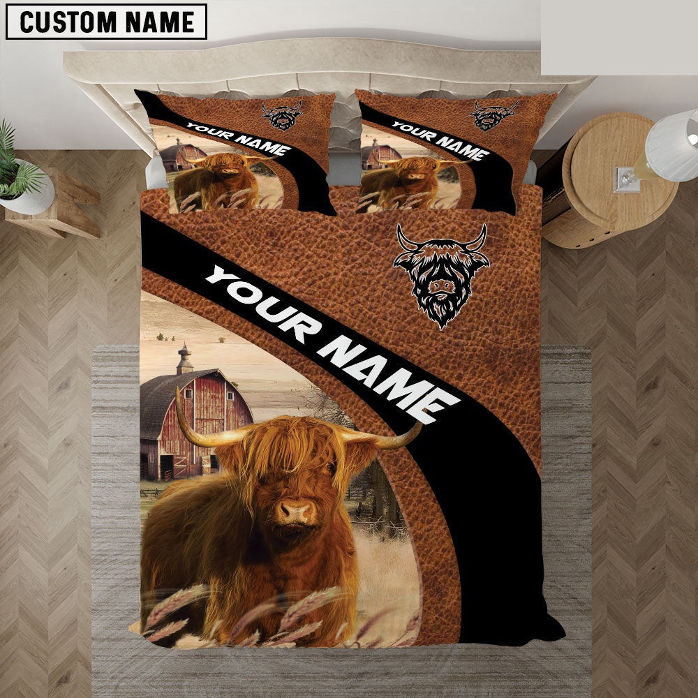 Highland On The Farm Customized Name Red Barn Bedding Set Anniversary Gifts For Couples