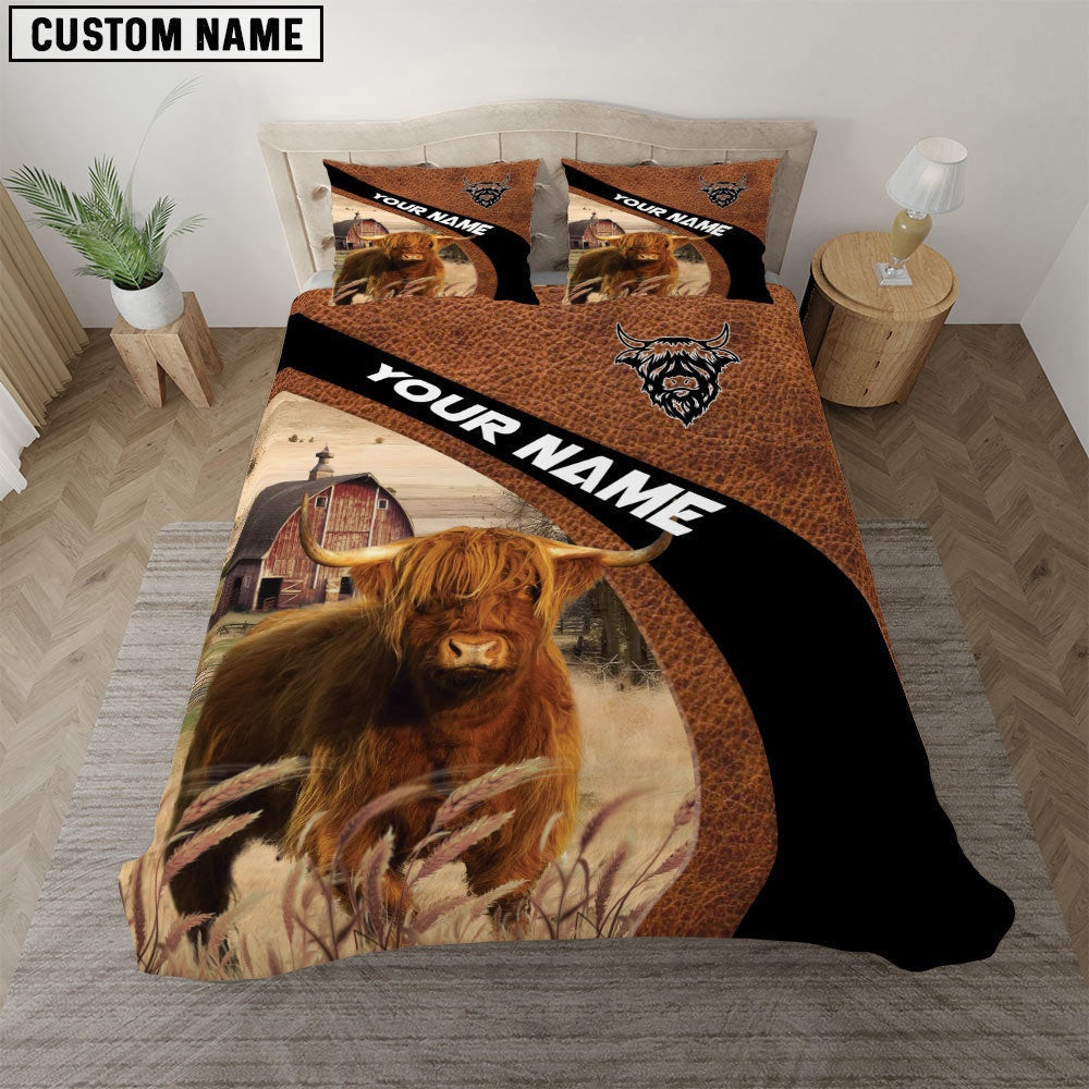 Highland On The Farm Customized Name Red Barn Bedding Set Anniversary Gifts For Couples