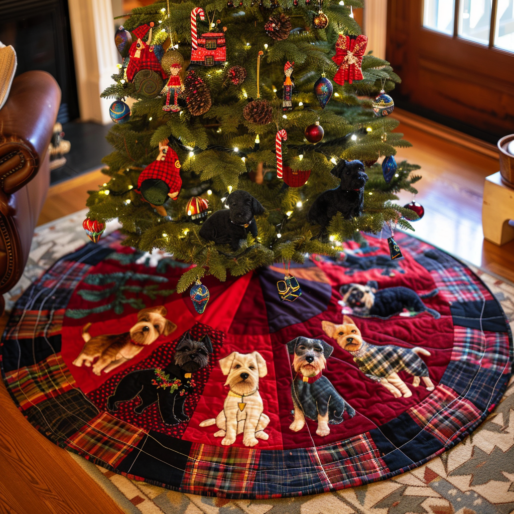 Highland Scottie Holidays Christmas Quilted Tree Skirt Exclusive Holiday Tree Skirt Gift for Families