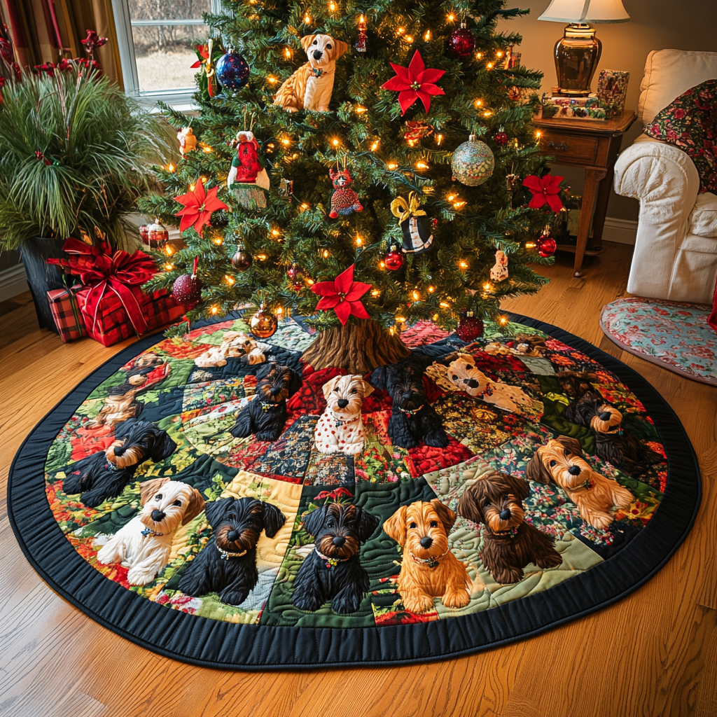 Highland Scottie Noel Christmas Quilted Tree Skirt Beautiful Tree Skirt to Complete Your Christmas Look