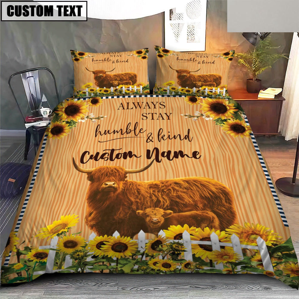Highland Stay Humble And Kind Custom Name Bedding Set Anniversary Gifts For Couples