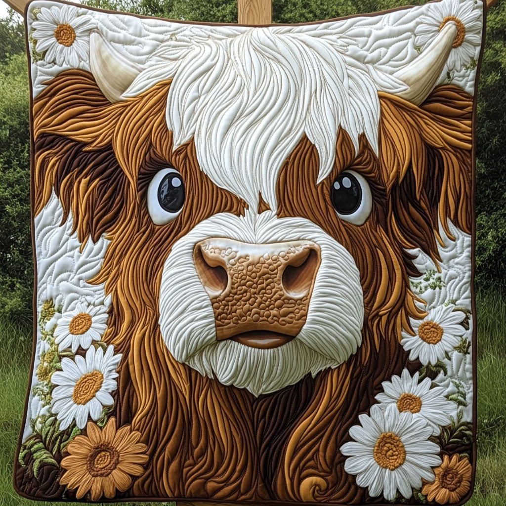 Highland Sunset Glow Quilted Blanket Christmas Bedroom Decor Highland Cow Presents
