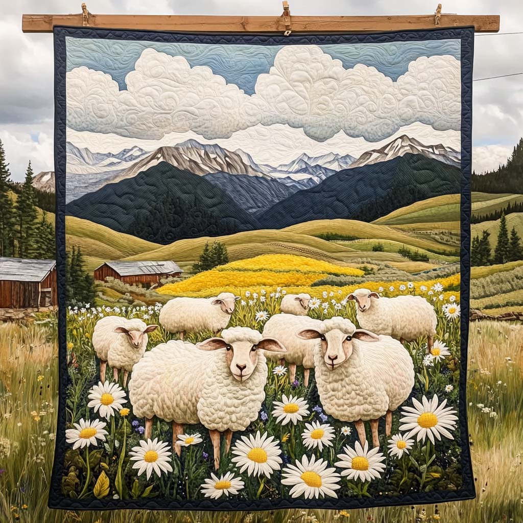 Highland Tranquility Quilted Blanket Gifts For Sheep Lovers