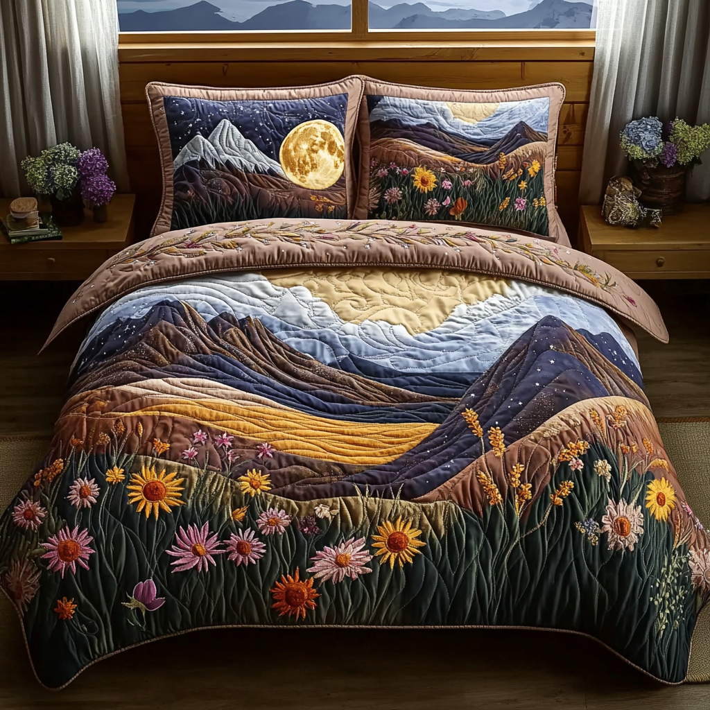 Highland Wildflower Quilted Bedding Set Bed Decor Ideas Gifts For Someone Who Loves Nature