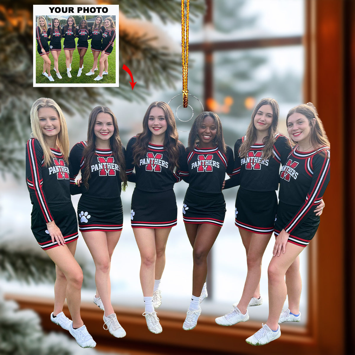 Highschool Cheerleader Team Personalized Photo Mica Ornament Gift For Friends Family