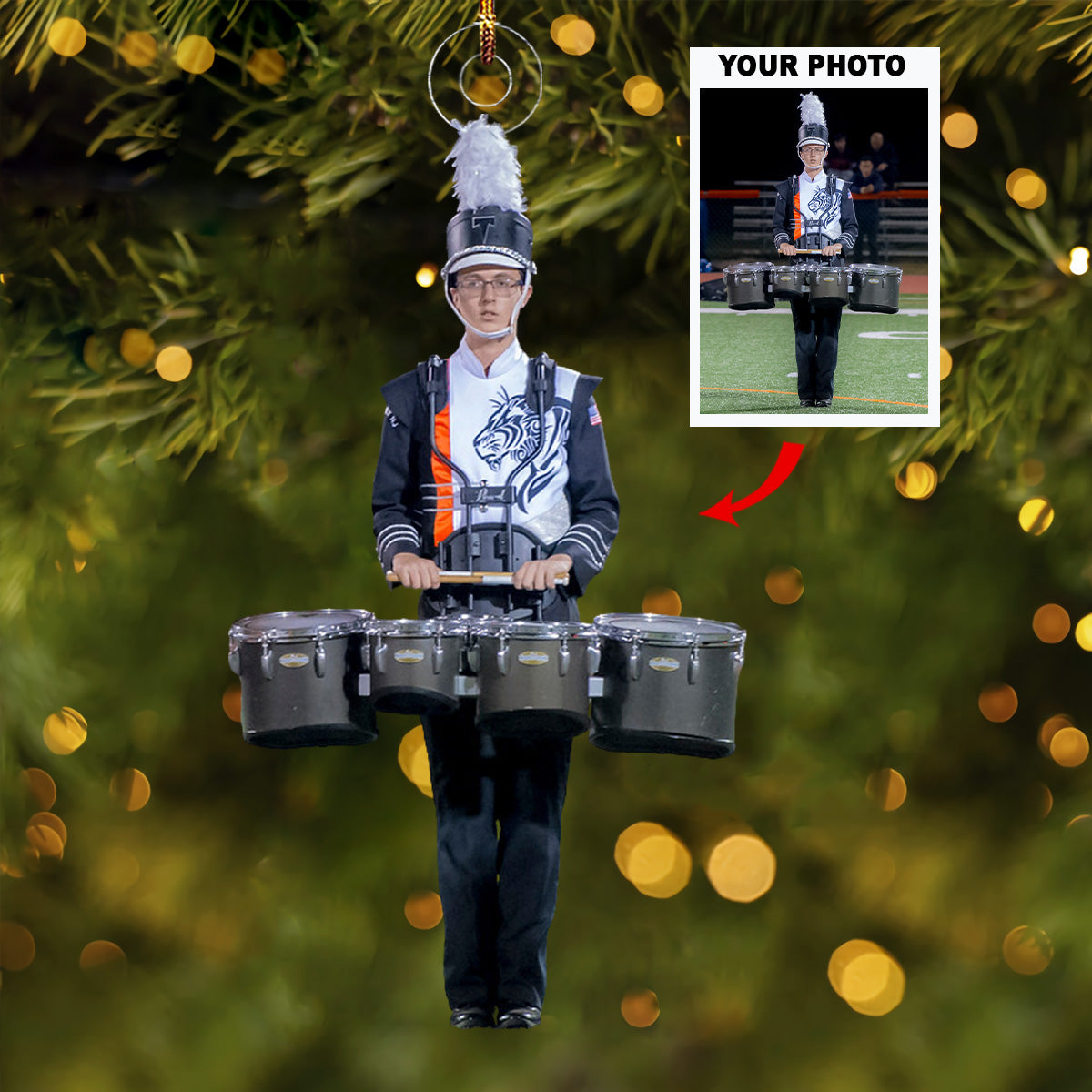 Highschool Marching Band Personalized Photo Mica Ornament Gift For Friends Family members