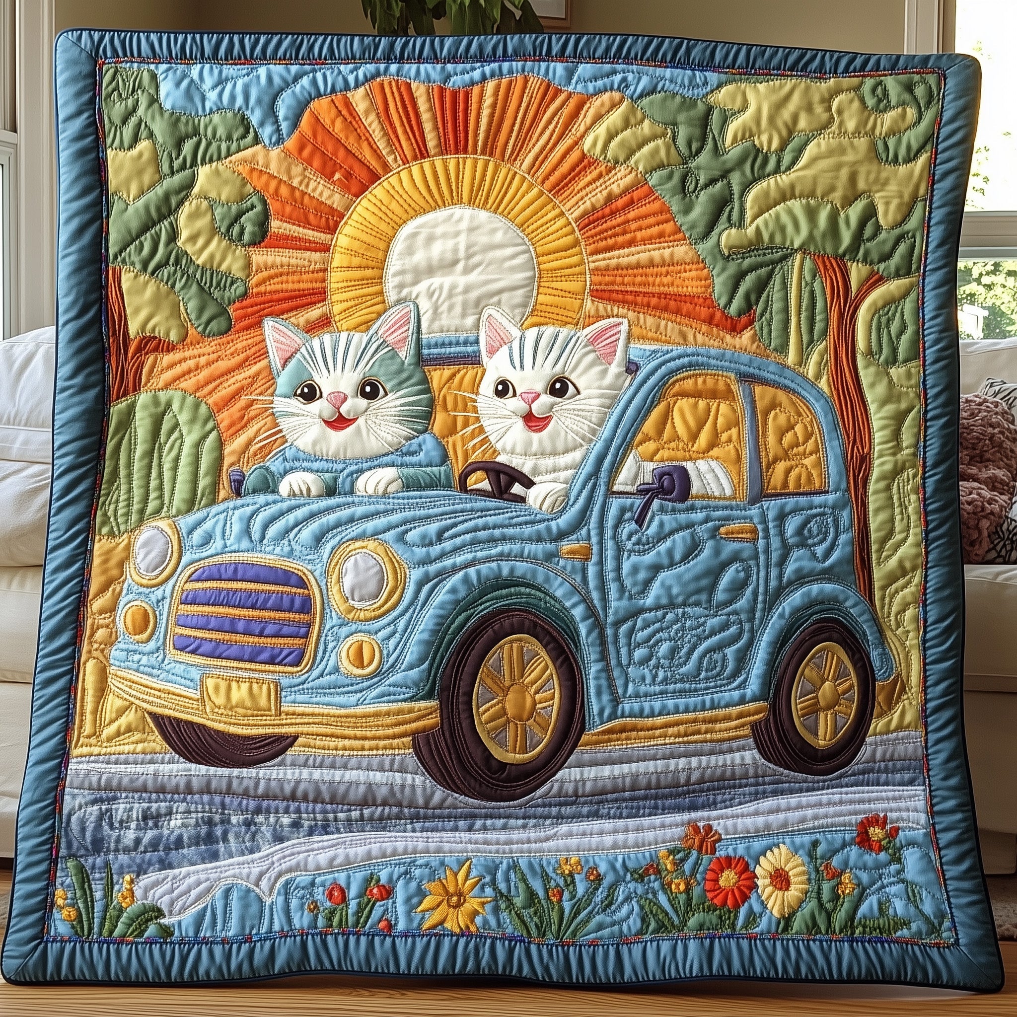 Highway Meowster Quilted Blanket Sofa Throw BlanketBest Cat Gifts Xmas
