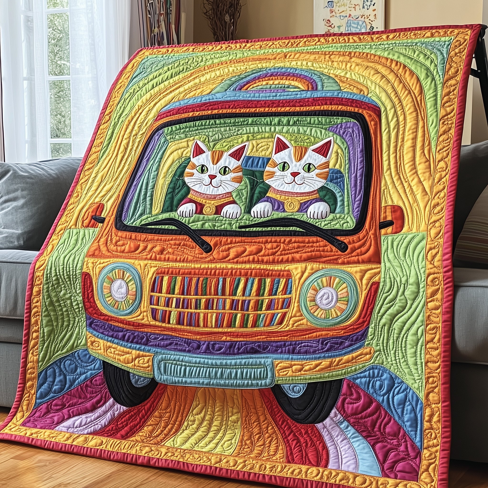Highway Meowster Quilted Blanket Sofa Throw BlanketCat Presents For Women