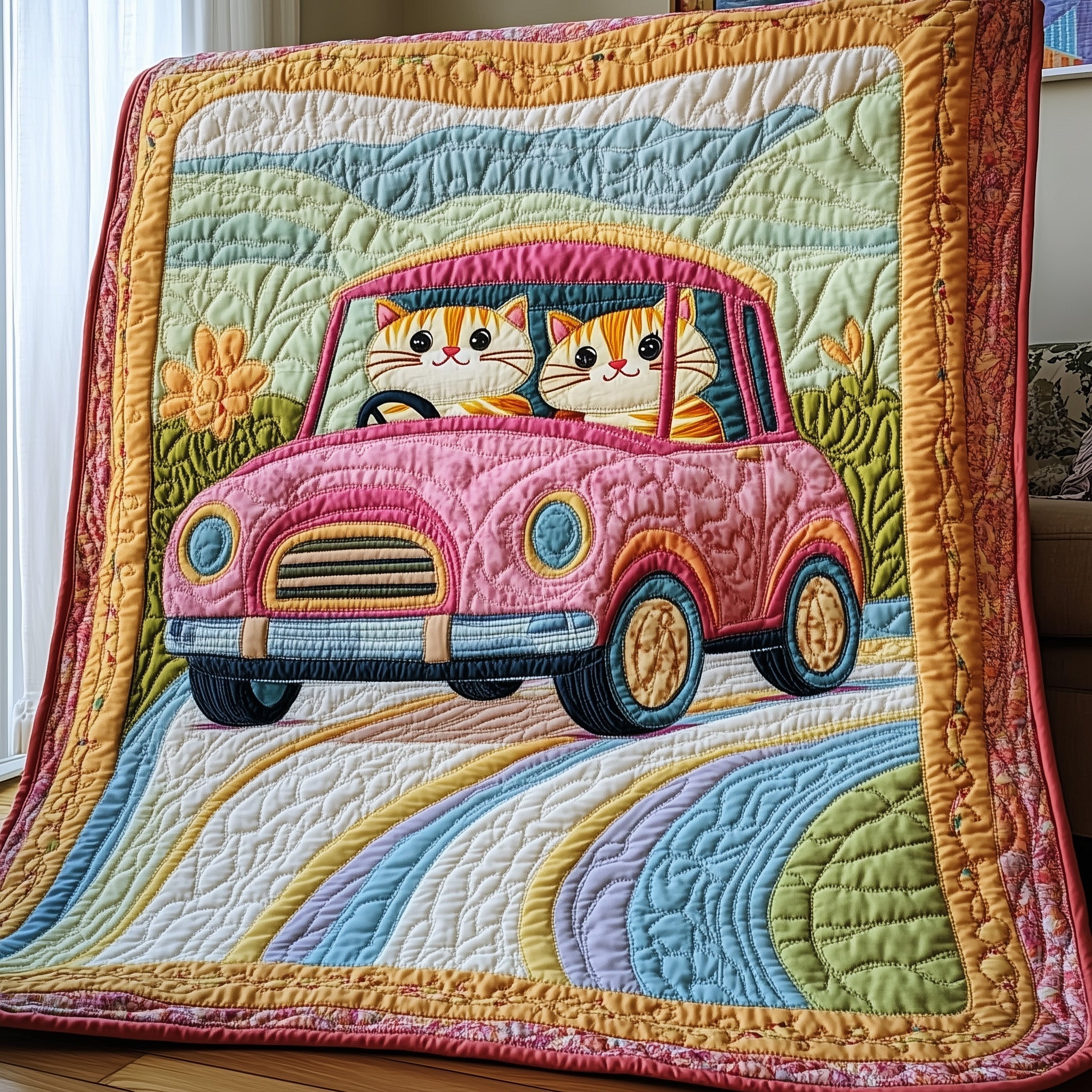 Highway Meowster Quilted Blanket Sofa Throw BlanketWomens Cat Gifts