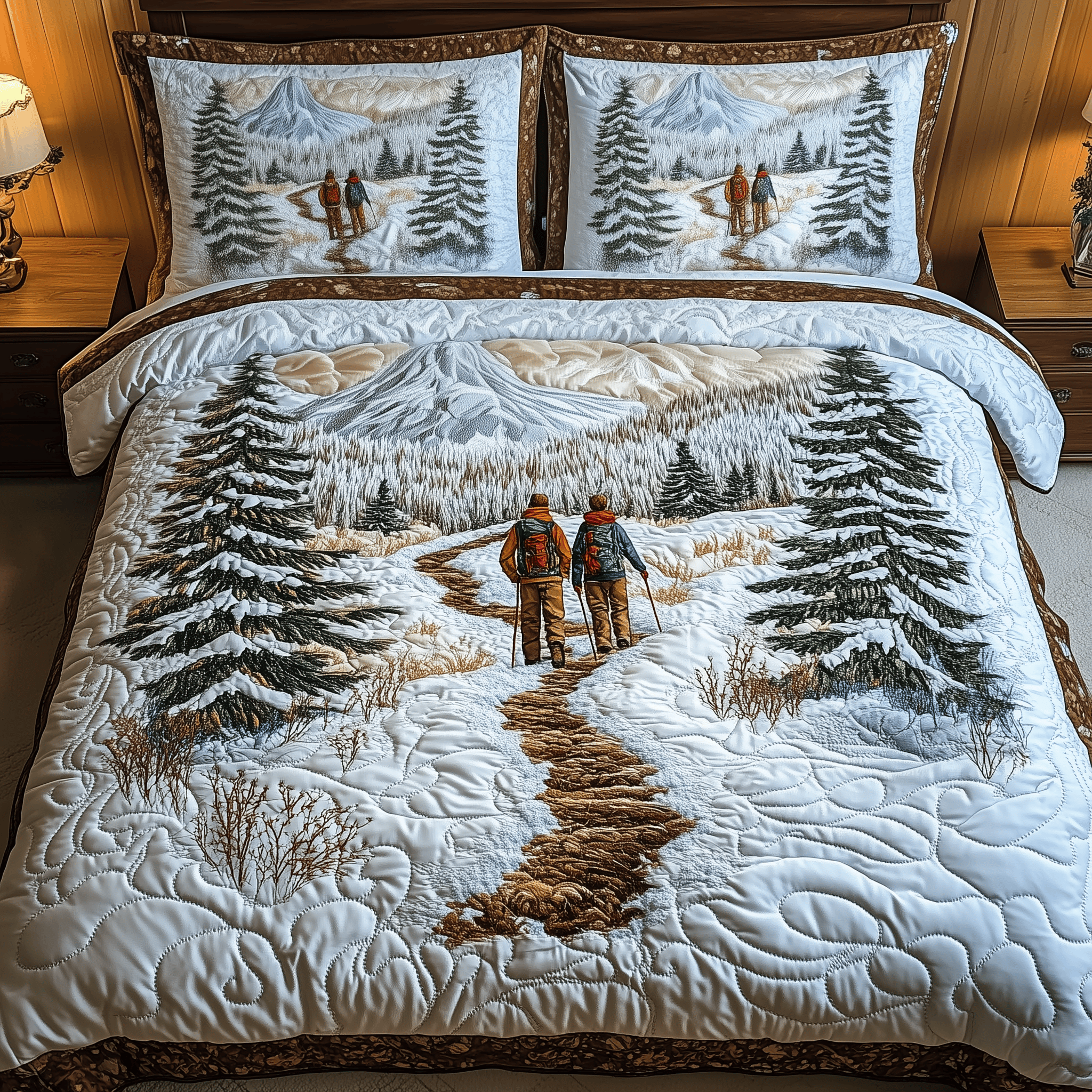 Hiking Couple Quilted Bedding Set Hiking Gifts For Him