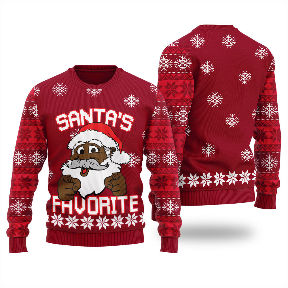 Hilarious African American Santa Holiday Sweater Women Seasonal Gift Merch for Cozy Christmas Vibes