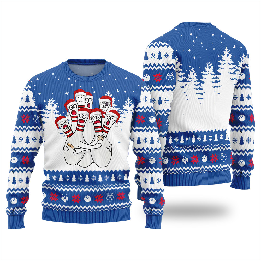 Hilarious Bowling Ugly Christmas Sweater Casual Winter Sweatshirt for Daily Comfort