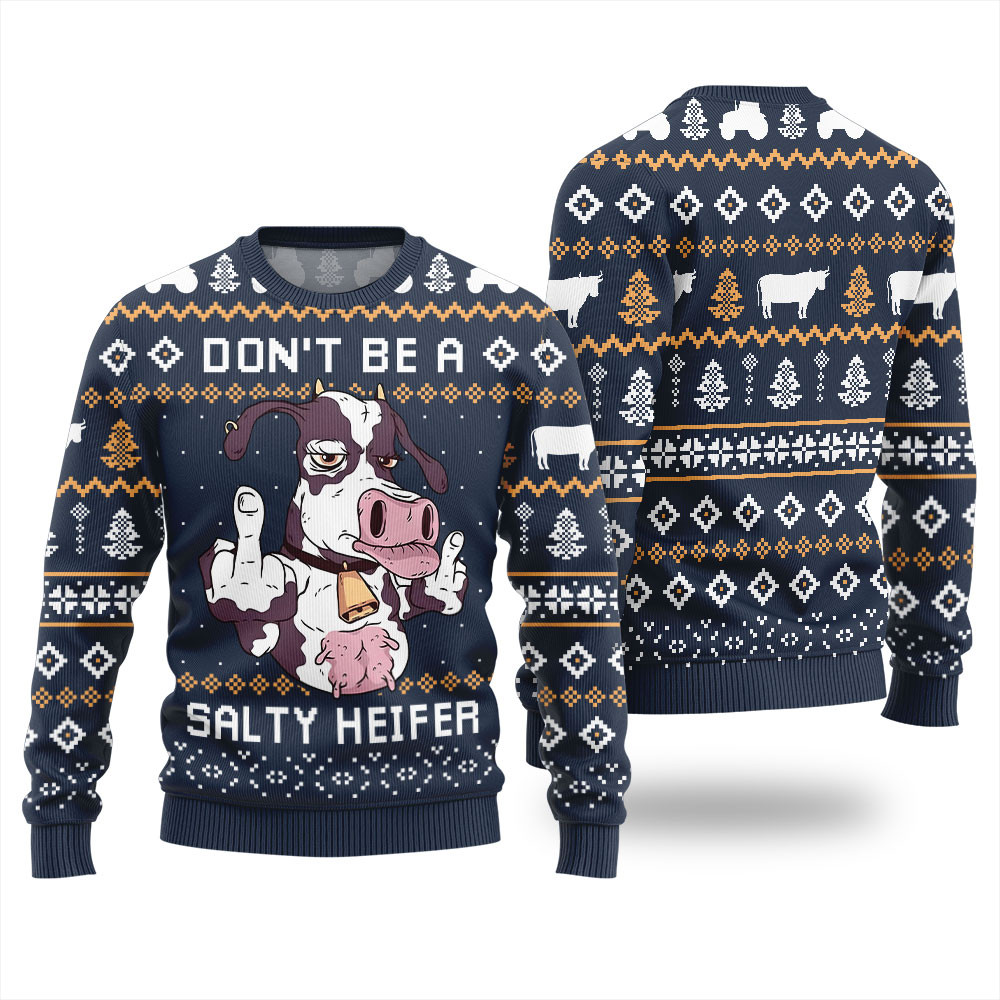 Hilarious Cow Naughty Christmas Sweater Navy Perfect Merch Gift for the Christmas Season