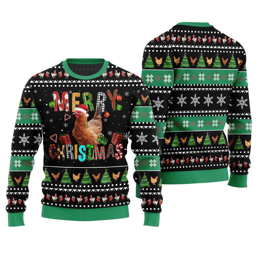 Hilarious Custom Pet Farm Chicken Ugly Christmas Sweater Christmas Gift Ideas For Mom