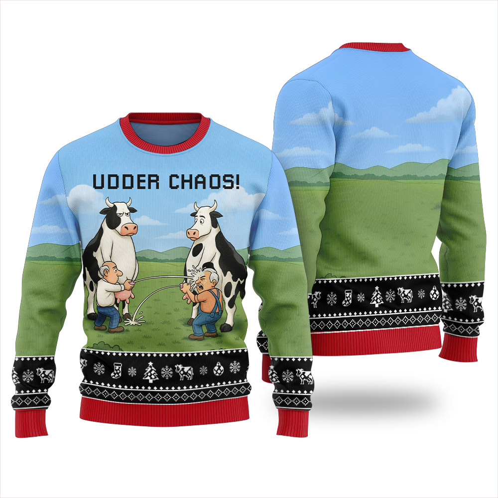 Hilarious Farm Cow Ugly Christmas Sweater For Animal Lovers Exclusive Christmas Sweater Merch Gift Edition