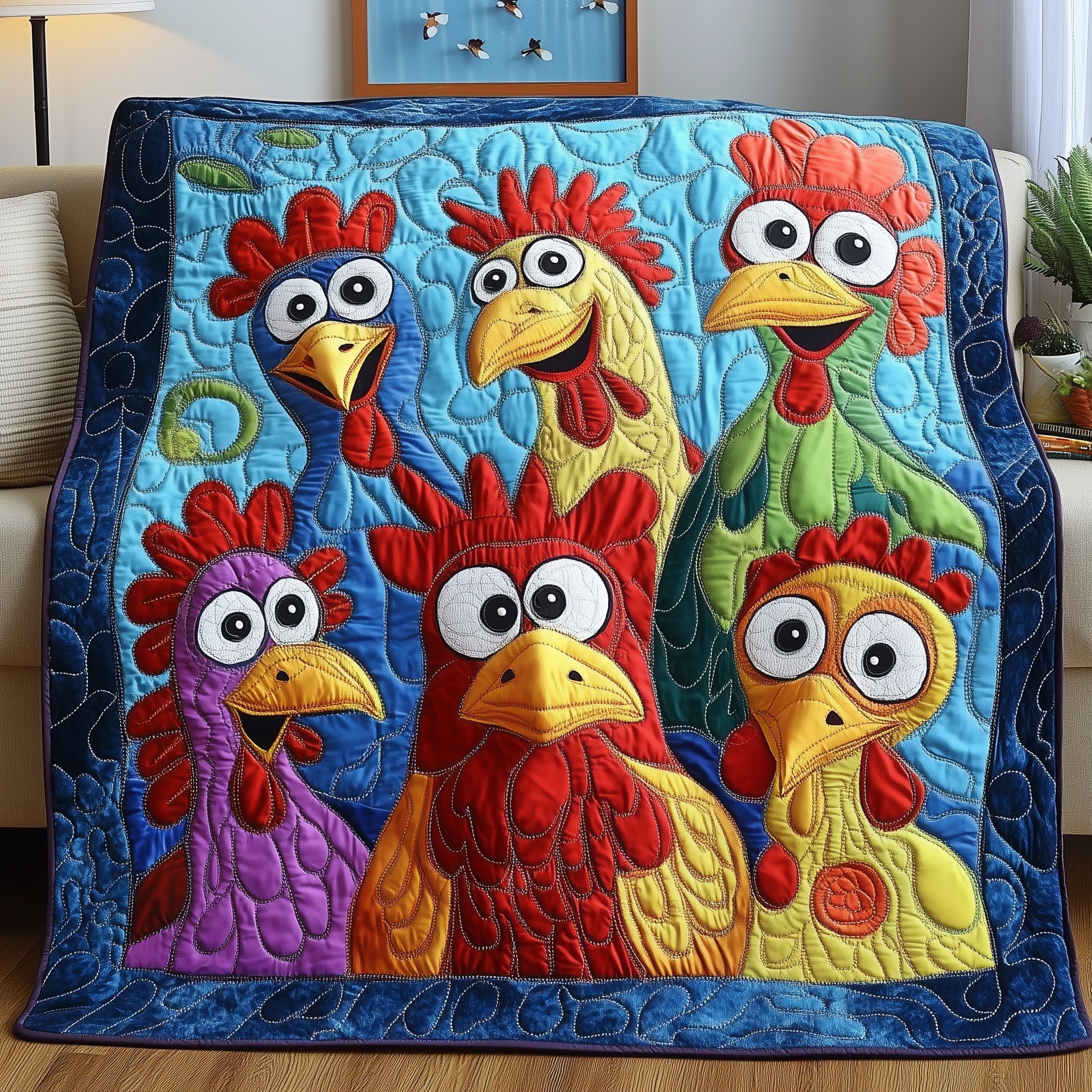 Hilarious Hen House Quilted Blanket Cute Bed BlanketChicken Gifts For Chicken Lovers