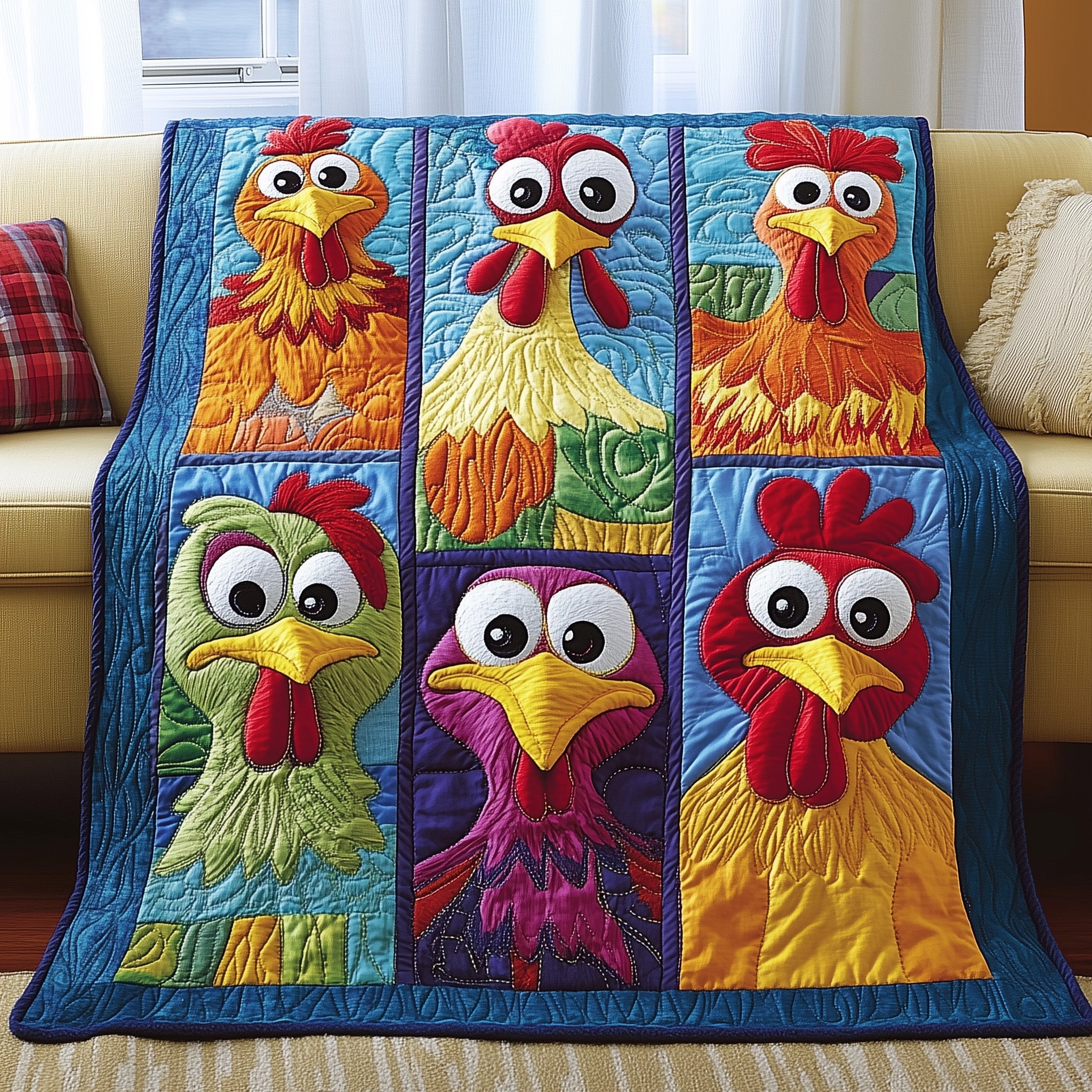 Hilarious Hen House Quilted Blanket Cute Bed BlanketChicken Related Gifts